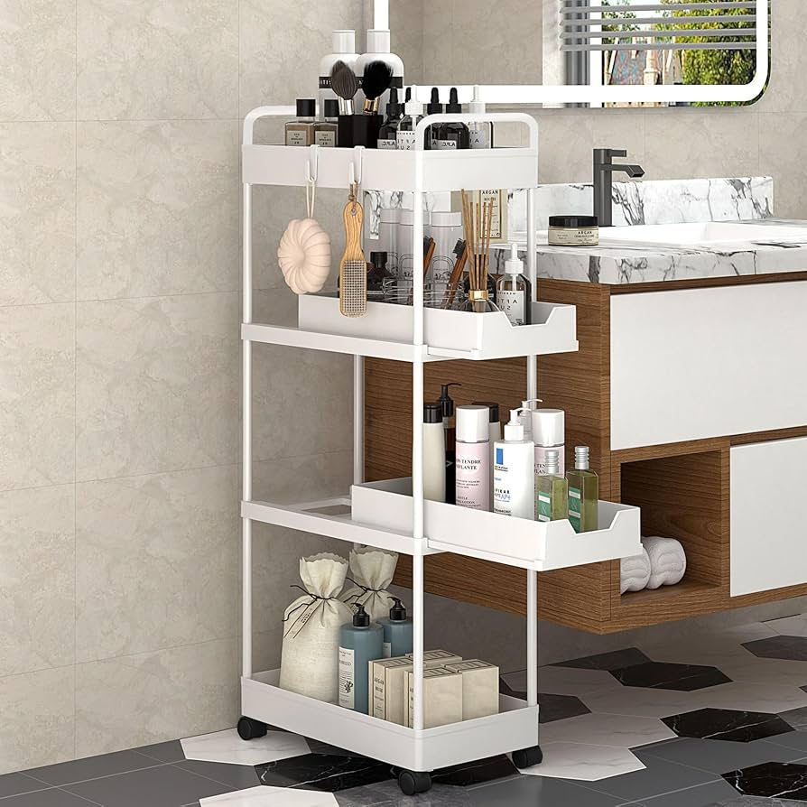 ★レトロな赤い4段キッチンラック（移動式）キャスターが丈夫で長持ちタイプ送料無料 Amazon.co.jp: [SDS] キッチンワゴン キャスター付き 45*35*87